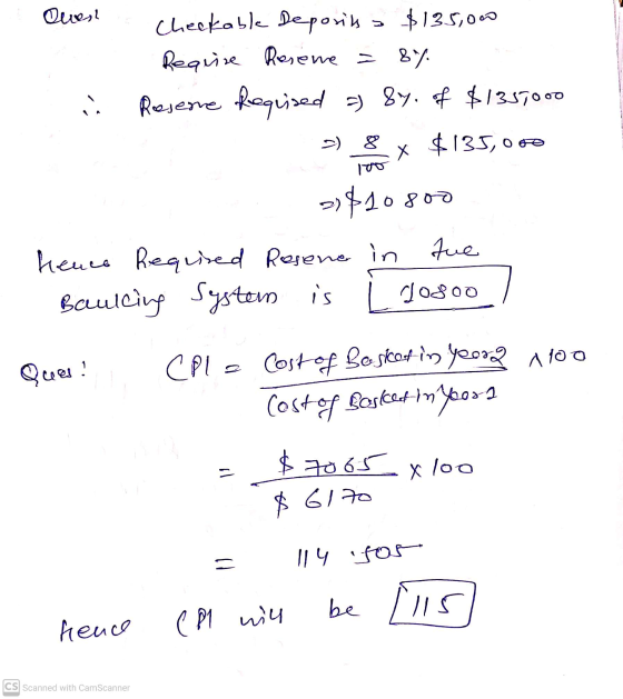 Quest Checkabl Deposits $135,000 Requise Rosene = 87 Resene Requised 8y. of $1357000 $135,00 . -) 8 Х »$10800 hence Required
