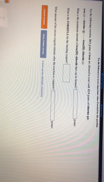 Review Toples) References) Use the References to important values if reded for this question For the following reaction, 20.1