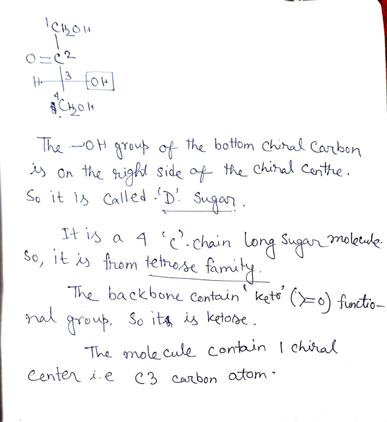 ICHOH O=(2 13 tot & Chon The ~ot group of the bottom Chiral Carbon is on the right side of the chiral centre. So it is called