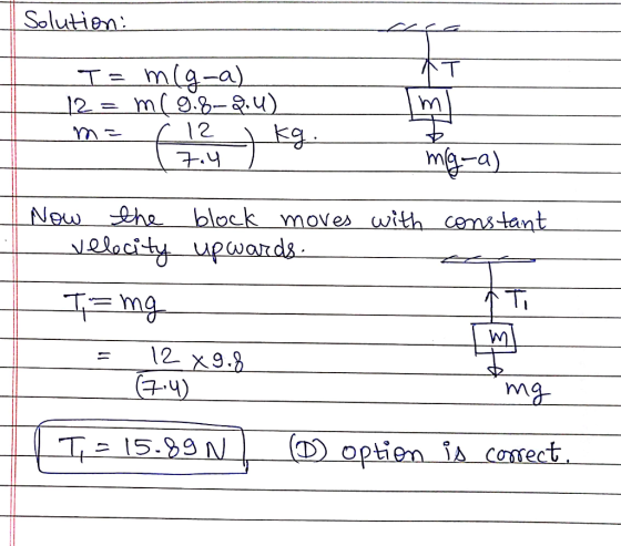Solutien 7. Ч me-a) New 2he block moves with cemstant (7-4)