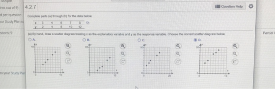 4Uspm Question Help 4.2.7 nts out of 9) d per question Complete parts (a) through (h) for the data below ur Study Plan s 7 Y