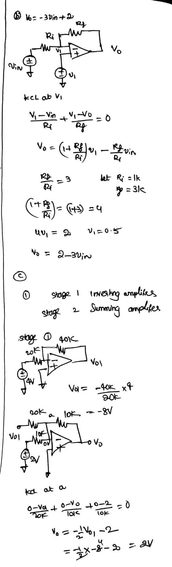 16= - 3 vinta RS Ri Nw vi of + Nin KCL at vi Vi - Vin + V, VO Ri Rg O Vos (1+ (the DI R&vin Rr 3 RA let Ri alk go = = 315 17