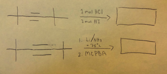 1 mol HCl 1 mol HI 1. Li/NH3 - °C 2. MC PDA