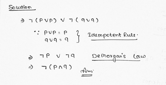 Soution > (PVP) V7(919) PUP-P 919-9 Idempotent Rule 7P V 79 Demorgans law 7(Pna) Aus