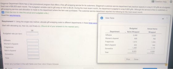 Question Help Elegance Department Store has a new promotional program that offers a free gif-wrapping service for its custome