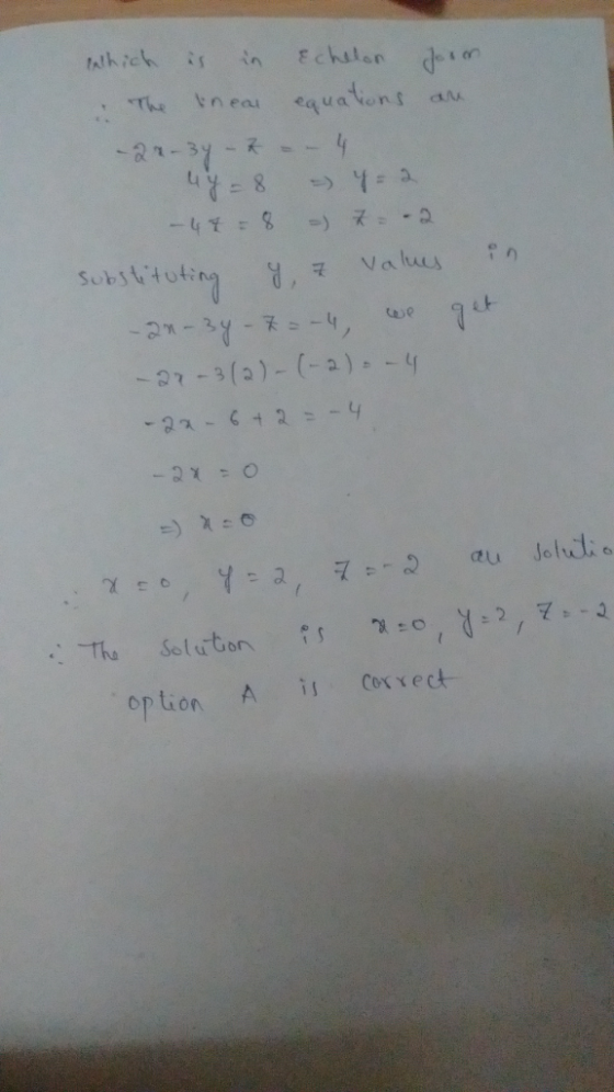 tneai equa ons substituting values 1-3(a)--a)y option A Correct