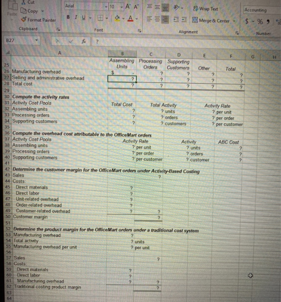 Arial 10 AA == = X Cut L Copy Format Painter Clipboard . Wrap Text Β Ι Ο . Ε. lili E Merge & Center Alignment Accounting $ -%