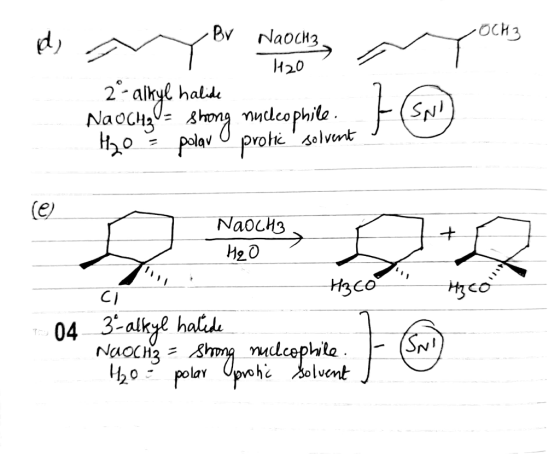 Ad Bv a Naoch. 1420 2 - alkyl halide NaOCH != shong nucleophile. Ho & polar protic solvent H Naoch H3co H₂O H3cO 104_3-alkyl
