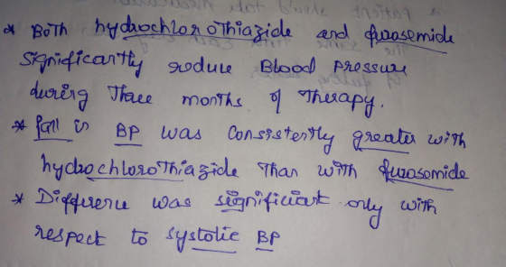 Id Both hydrochlorothiazide and furosemide significantly reduce Blood pressure during the months of Therapy, A fall is Bp was