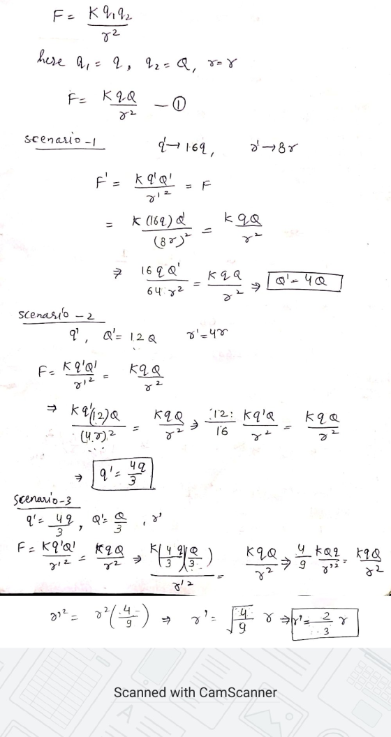 F=K492 2 1 he A = 2, 92 = Q, -8 FK 20 scenario-1 obra 164, 85 F- KOR! - F = k(169)d k e = 690 (8) (83) 11 7 1690 | kgQ iUQT