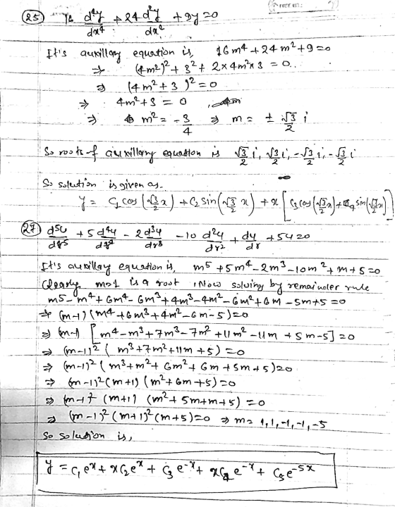 7: 25 To dy peady tayo dut dae Its auxillomyequution is 1674 +24 m2 +9=0 (4 m2)2+ 8?+ 2x4mn 3 =0.. 14 m2 +3.92=0 4m²+3= 6 m²