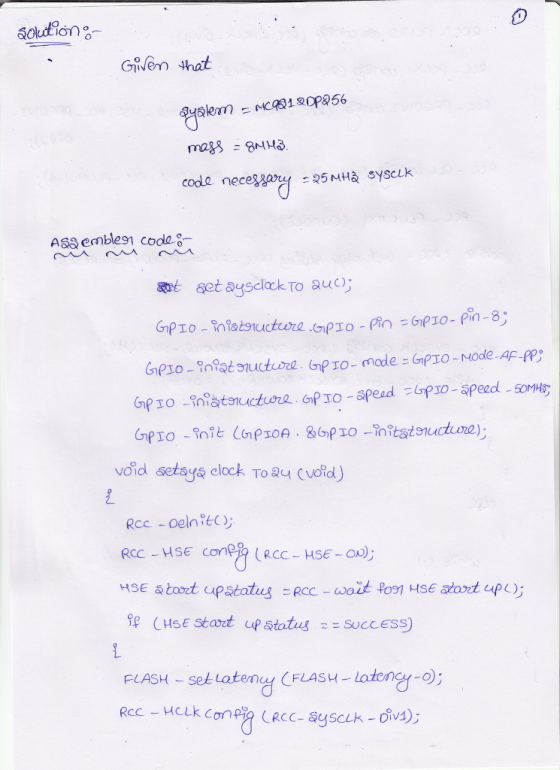 Given 4hat code nec s1uu void setays elock To au (void) p CHSE Start up statusSUCCess) FLASH Set Latern (FLASH-lateng-o) eno