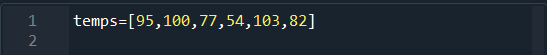 1 2 temps=[95,100,77,54,103,82]