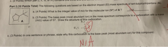 C. (2 Points) which pair (G 1, m, or v/Coans one Part 2 (10 Points Total) The following questions are based on the electron i