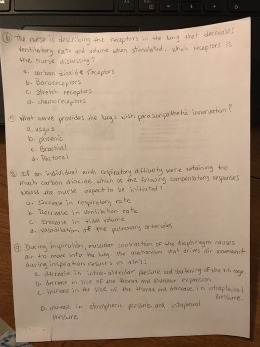 decreases the long that (6 The nurse is describing the receptors in the long that a Ventilatory rate and volume when stimulat