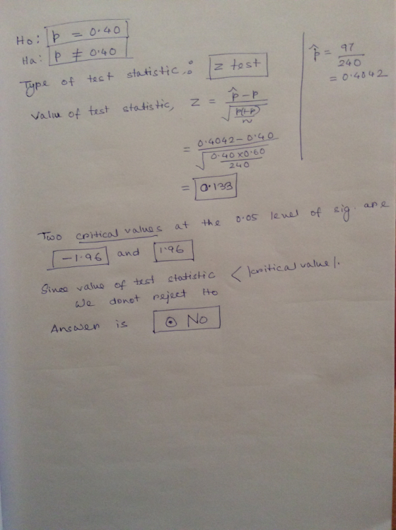 97 pi of tas t statistic; to st 240 Valu of tast statis ie, PP -014042-0.4 o 240 =10-133 ig ar2 -1,961 and 11、96 e donot aject tte Ansiien is