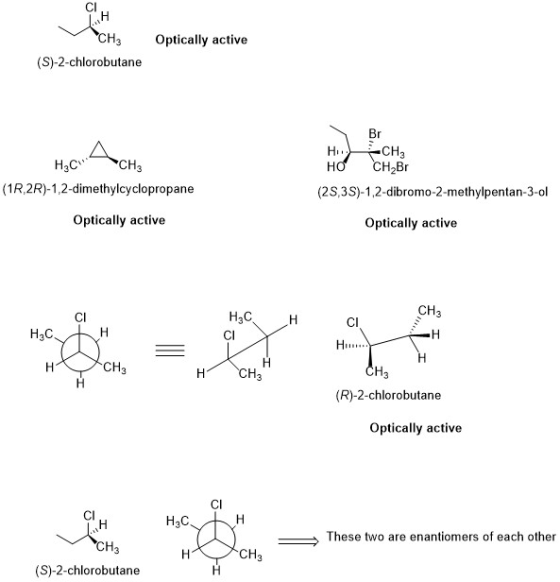 CI CHз Optically active (S)-2-chlorobutane Br Aots CH3 HI Hас CH2Br CH3 но (1R2R)-1,2-dimethylcyclopropane (2S,3S)-1,2-dib