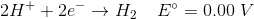 2H+ + 2e + H EⓇ = 0.00 V