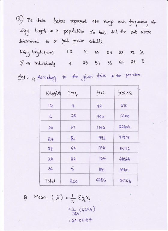 a) The data belo vepregrt the Yarge and ferAng 아 de tes murel to be ull groun odlult Wing lenath (tm 4 25 5 83 6 8a 5 Accodling to the qven data n blemn 4 40 576 6 Q5 0 CA00 51 140 24 83 418 08 179 없 6017G 08508 480 5616 8 704 36 130 Tota aGo 625G (5G) :24-0615