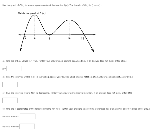 Use the graph of F(x) to answer questions about the function F(x). The domain of F(x) is (-00, ). This is the graph of F(x)