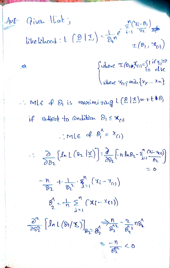 - Aug Given that; likelihood : 1 (01:1) collaterali eto me in I (01, P,)) {where I lost it where si-min{xy... an} . MLE of 8