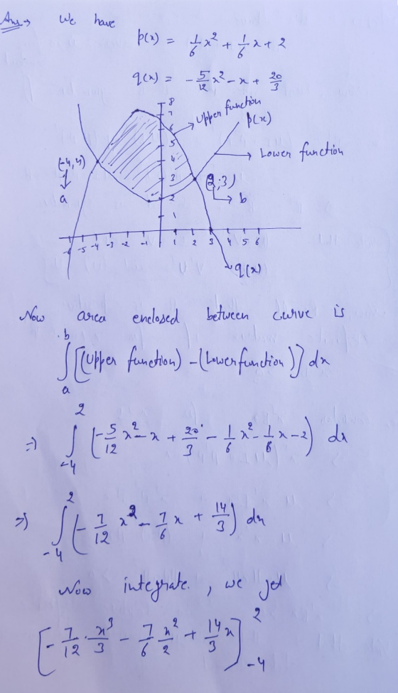 Angs We have þes) = 4x + 42+2 q(4) = -5x²-xx 200 Р 7 Upper function Blue) Lower function $ 40 64,4) 2 0:3) a t 2 3 4 5 6 5-4