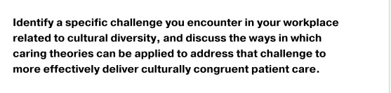 Identify a specific challenge you encounter in your workplace related to cultural diversity, and discuss the ways in which ca