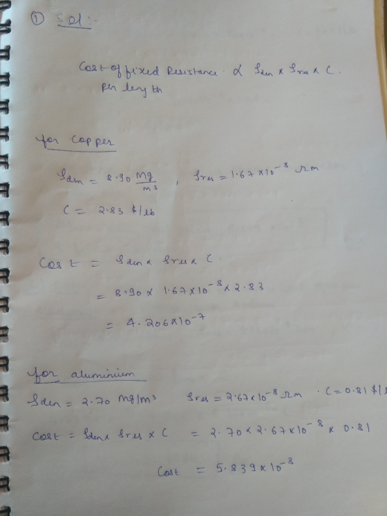o soli Cost of fixed Resistance per leyth & Soden & Sarana C. for copper Sam = 2.90 mg fres=1.678163 sm m3 (= 2.83 & leb Cost