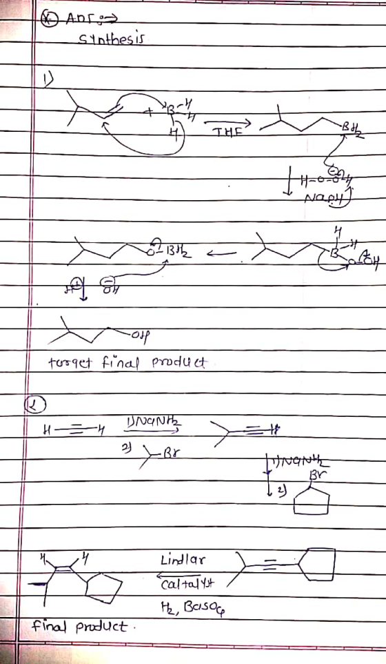 @Adres Synthesis म tooget final product UNONI 3 Br vah Br Lindlar Caltalyst Ha, Basoa final product.