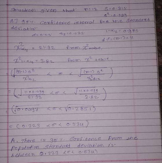 Soluation given that M212 S=0.315 S?0.ogg of the Standard I gsn confidence interval deviation LEoios 4250 1025- 1-212 - 0.97