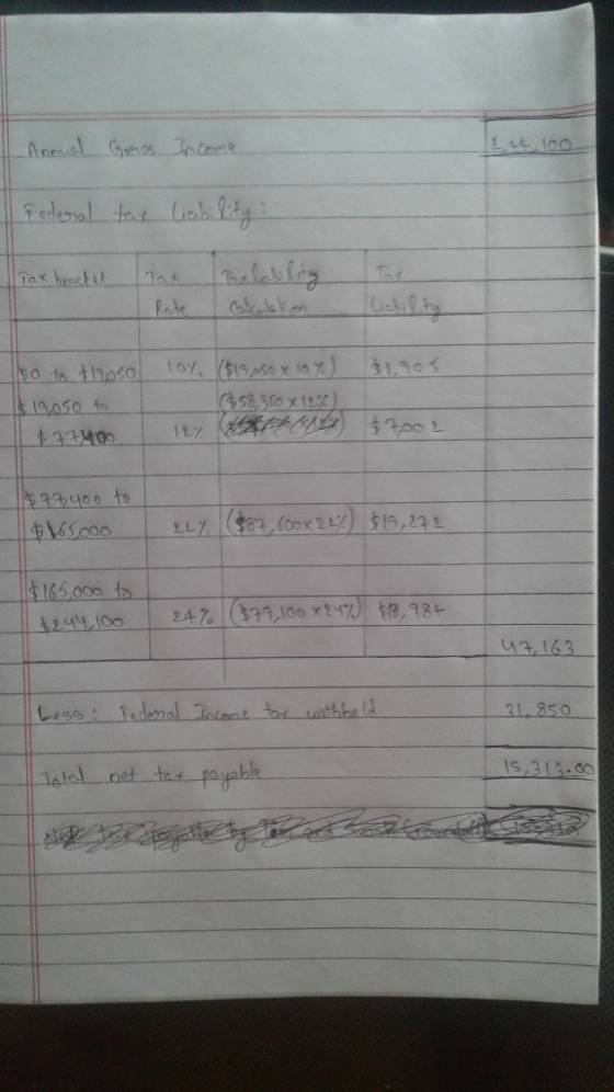244 100 Annual GrnsTncems federal tat lably Tat Tax hractit GMty Rode 107 (1150 10 7) G58,300 x 112) 31903 so to 11050 19050