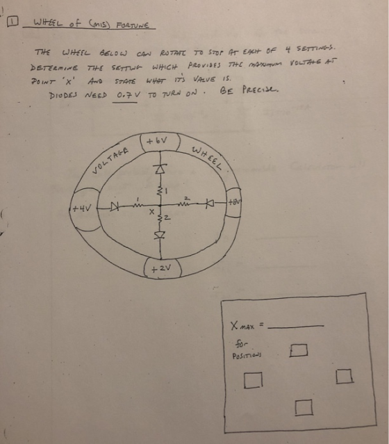 - WHEEL of (mis) FORTUNE 4 SETTINGS. VOLTAG AT THE WHEEL BELOW CAN RUTATE TO STOP AT EACH OF DETERMINE THE SAW WHICH PROVIDES