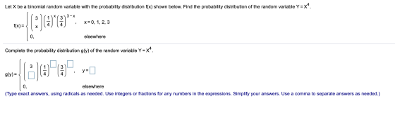 Let X be a binomial random variable with the probability distribution f(x) shown below. Find the probability distribution of