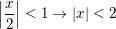 \small {\left| {\frac{x}{2}} \right| < 1 \to |x| < 2}