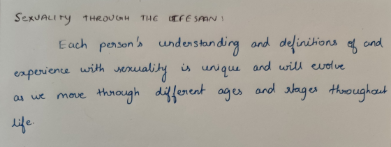 SEXUALITY THROUGH THE LIFE SPANI Den Son Each persons understanding and definitions of and experience with sexuality is uniq