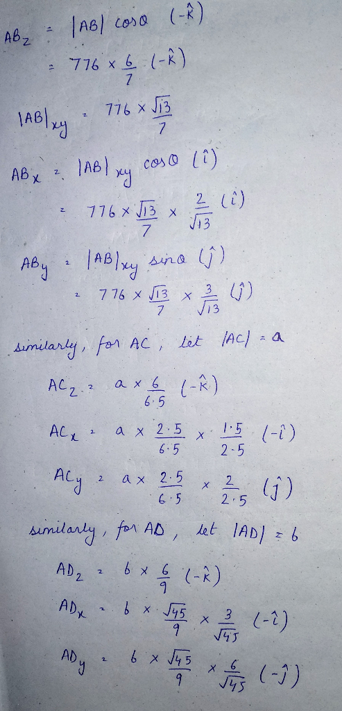 (-R) CosO A62 776 x 6 1-k) 7 776 x Ji3 7 cos lt) JAB AB X 2 li) 776 x 13 x JB 7 sina 7 76 x J13 x 2 7 lit AC/ a Aumilarly, fo