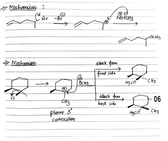 Mechanism i af Br - B Moch? OCH3 → Mechanism attack from front side OCH3 - H3cOcl3 CH3 attack from back side H3CO CHI planar