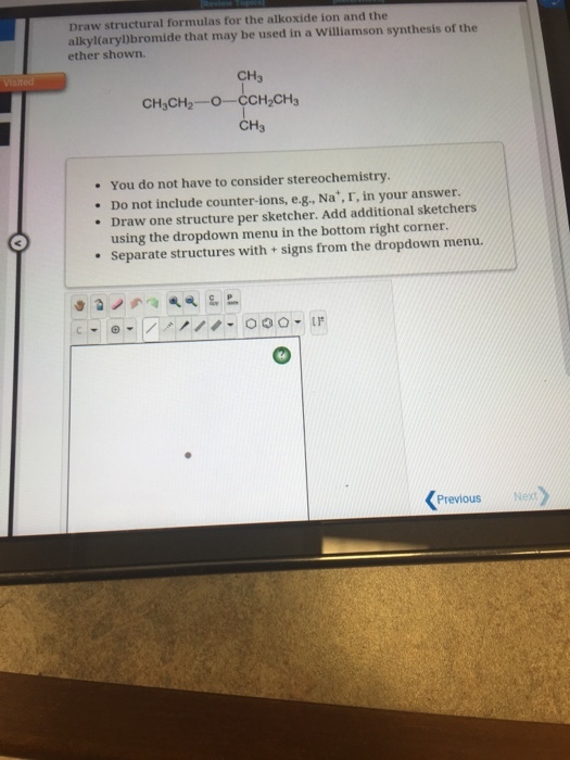 Draw structural formulas for the alkoxide ion and