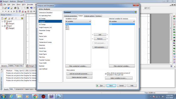 - a x Transient Design2 - Multisim - [Design2 *] Eile Edit View Place MCU Simulate to Analyses and Simulation O M 6 % E é Act