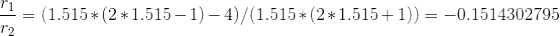= (1.515+ (2+1.515-11-4)/(1.515*(2*1.515+1)) = -0.1514302795