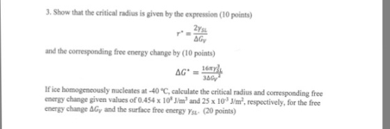 Show that the critical radius is given by the expr