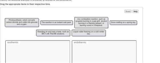 Cldsslly lile duullulldi endilples UI Pruesses db Uliler dllu eruulle . Drag the appropriate items to their respective bins.