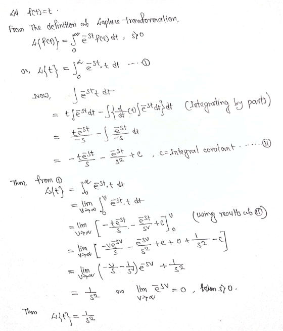Li f(t)=t. from the definition ceb Capleve fronhormation, Affct)} = goest pct) ott, so estat de 09 NOW, liht} = ja est Jested