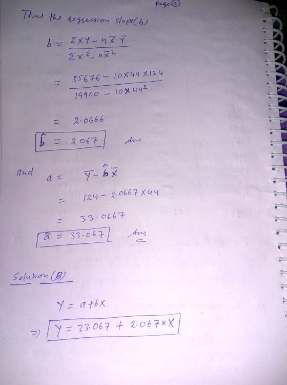 paae Thus the esesin sp(b 19100 1ox u 2-0666 ano = 124-2.0667x44 33 . 066구 Soluhem (B