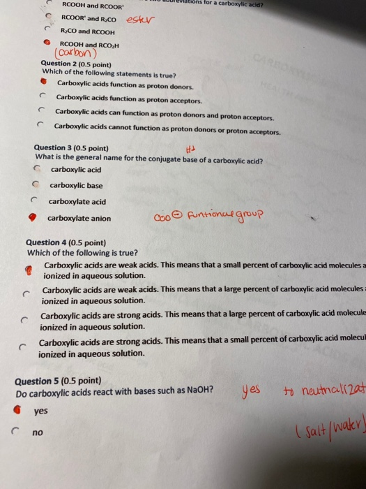 I WOU L ions for a carboxylic acid? RCOOH and RCOOR RCOOR and R,co ester R.CO and RCOOH RCOOH and RCO,H (Carbon) Question 2