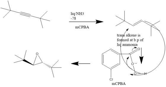 liq/NH3 -78 mCPBA trans alkene is forned at b.p of liq ammonia mCPBA