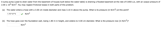 A sump pump (used to drain water from the basement of houses built below the water table) is draining a flooded basement at t