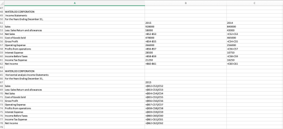 A7 48 WATERLOO CORPORATION 49 Income Statements 50 For the Years Ending December 31, 2014 52 Sales 53 Less: Sales Return and