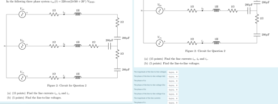 In the following three phase system van (t) = 220 cos(2x50t + 20°) VRMs. 200F V. 2004F 122 192 Van + 1Н 10000 n + 192 W 1H 00