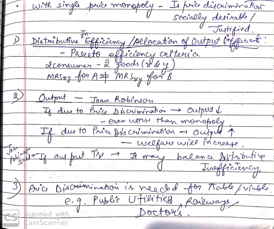 To with single price monopoly - Is price discrimination o socially desirable / Justified. D Distrubutine *Efficiency Allocati